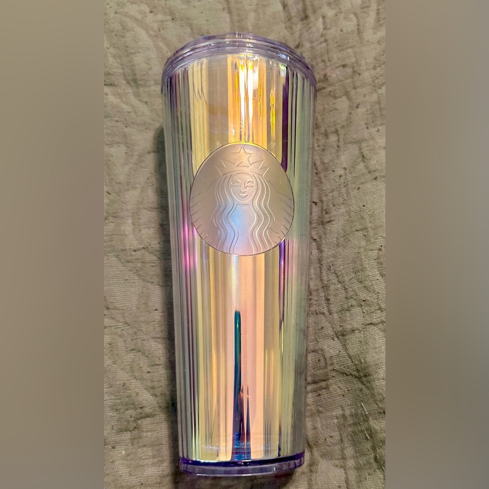 STARBUCKS clear iridescent 24 oz cold cup **NO STRAW**